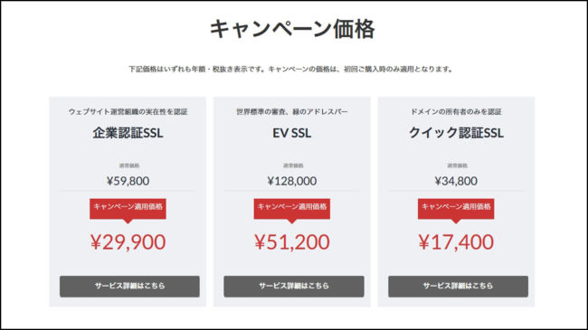 SSL証明書の価格